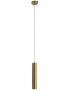 Tig Sleek Cylindrical Pendant Light in Satin Brass