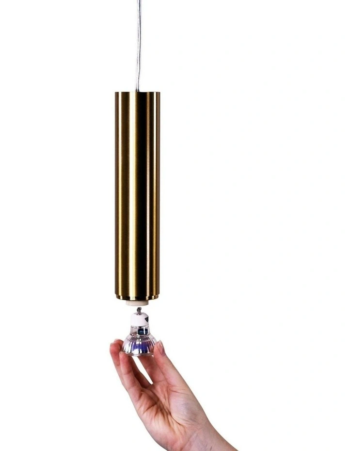 Tig Sleek Cylindrical Pendant Light in Satin Brass image 3