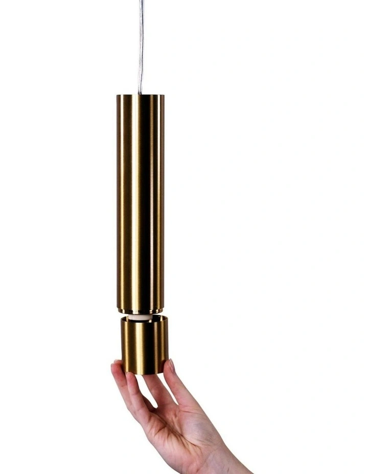 Tig Sleek Cylindrical Pendant Light in Satin Brass image 4
