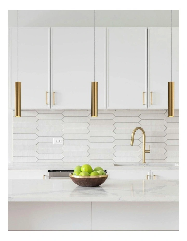 Tig Sleek Cylindrical Pendant Light in Satin Brass image 5
