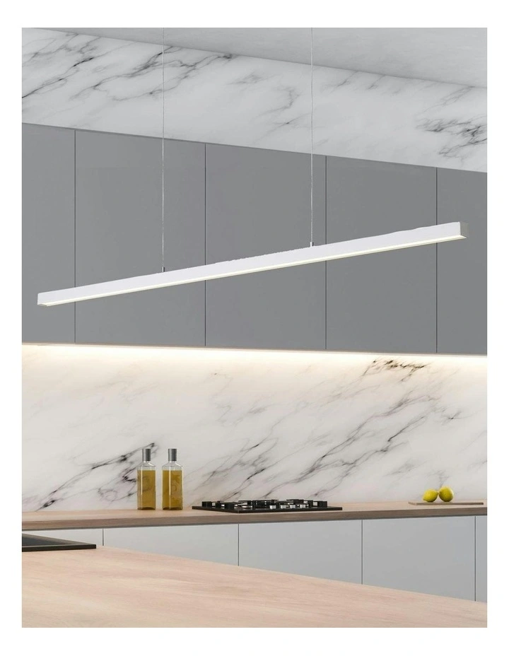 Shard Slimline TriColour LED Linear Pendant Light 120cm in White image 2