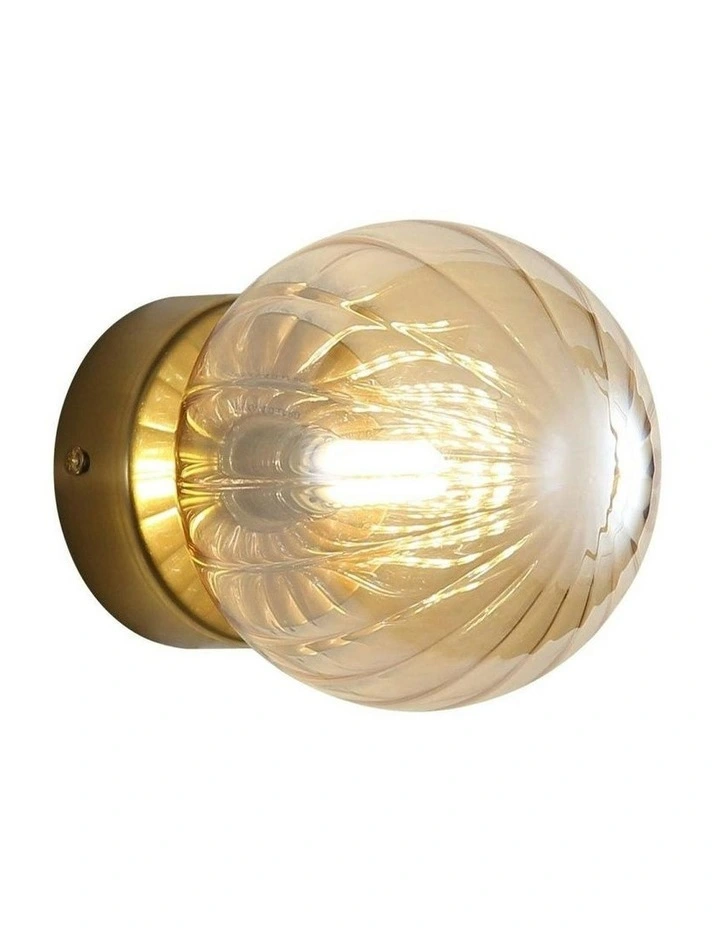 Juni G9 Ribbed Optic Glass Wall Light IP44 in Orange image 1