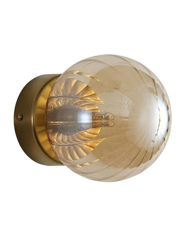 Juni G9 Ribbed Optic Glass Wall Light IP44 in Orange image 3