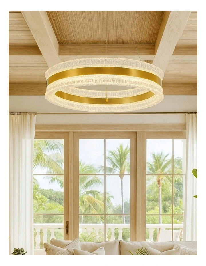 Apex Inbuilt LED CCT Halo Pendant Light in Gold image 3