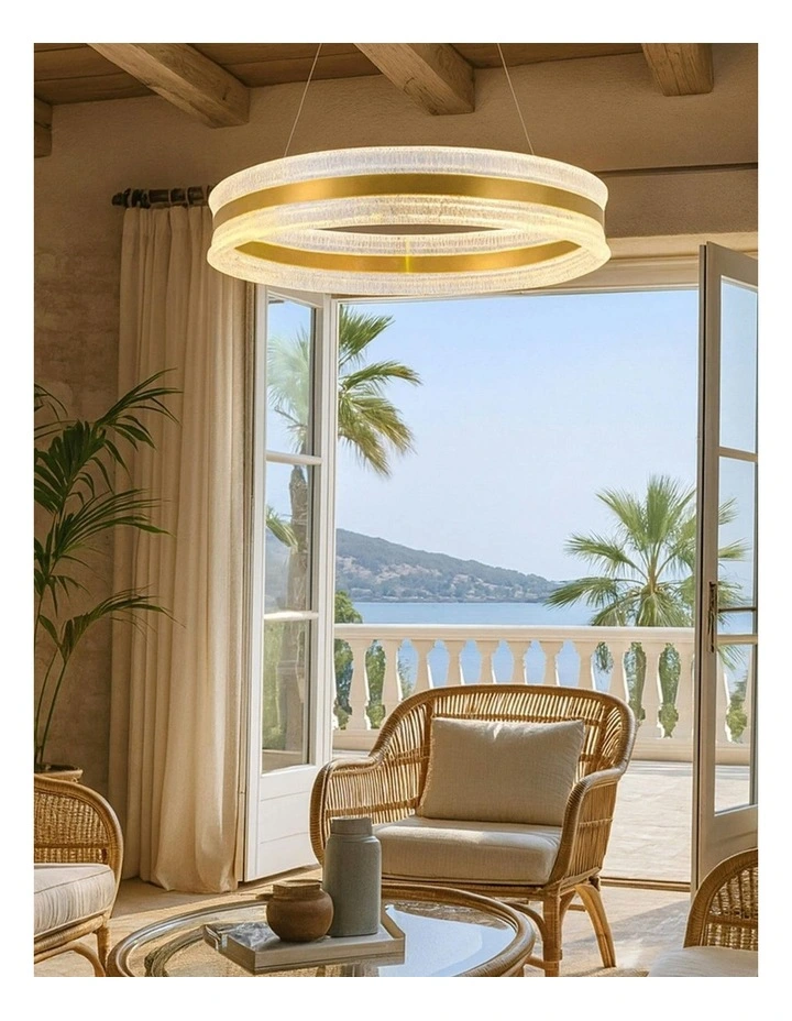 Apex Inbuilt LED CCT Halo Pendant Light in Gold image 4