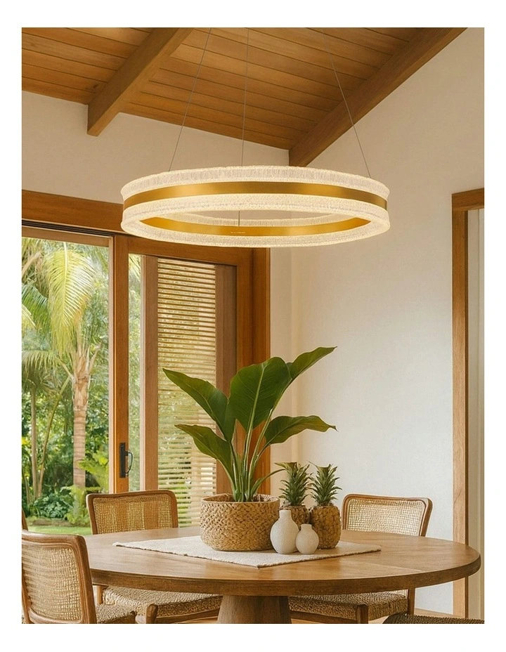 Apex Inbuilt LED CCT Halo Pendant Light in Gold image 5