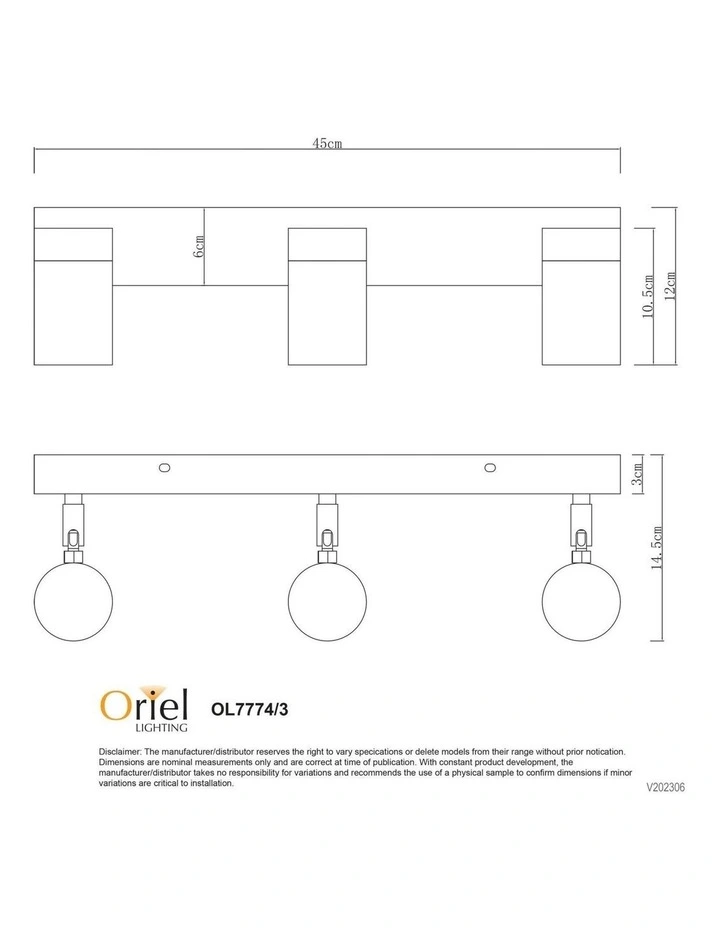 Zeta Stainless Steel LED Ready Spotlight Triple in Silver image 2