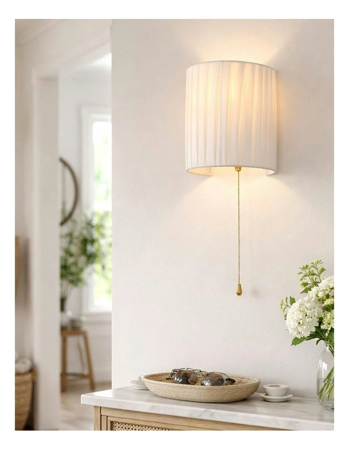 Willow Pull Cord Wall Light in White image 3