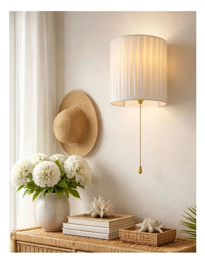 Willow Pull Cord Wall Light in White image 6