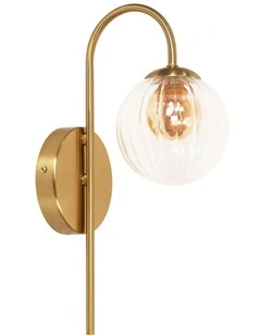 Satin Brass Alta Glass Sphere Wall Light in Brown