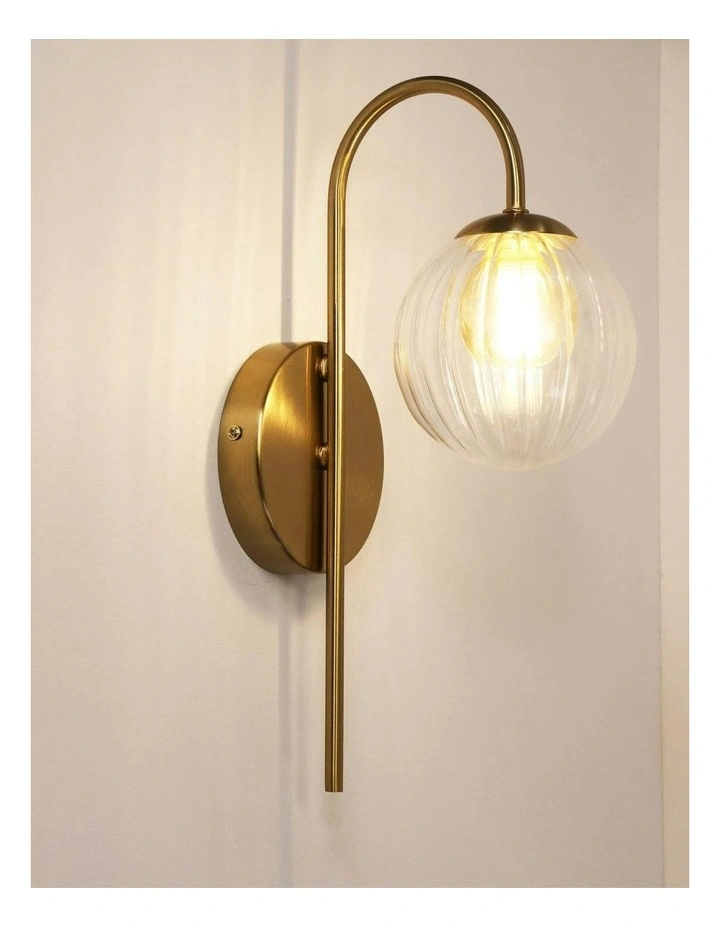 Satin Brass Alta Glass Sphere Wall Light in Brown image 2