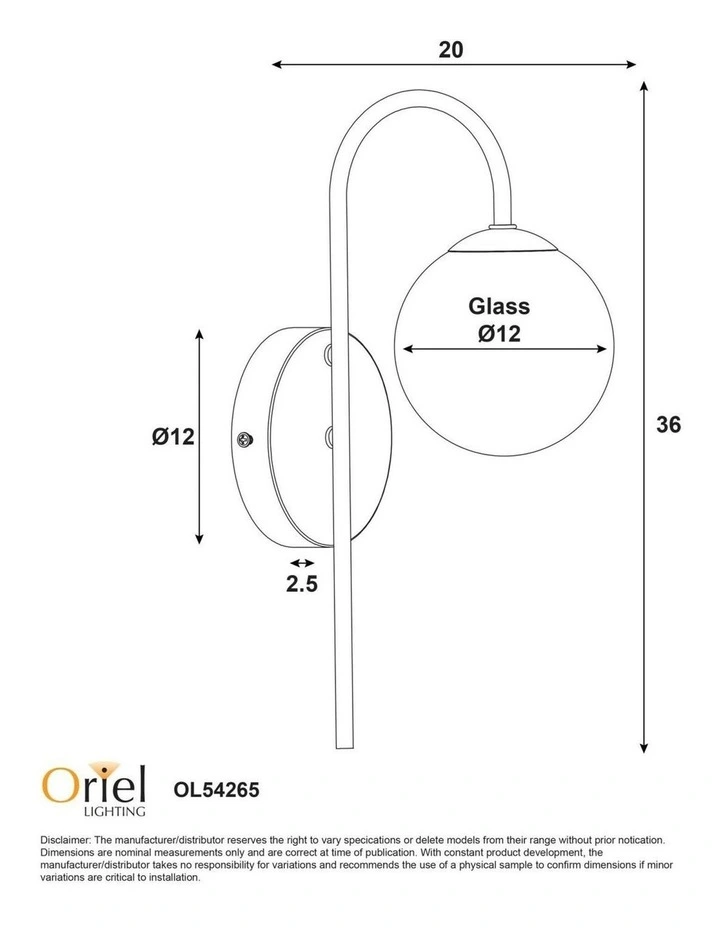 Satin Brass Alta Glass Sphere Wall Light in Brown image 3