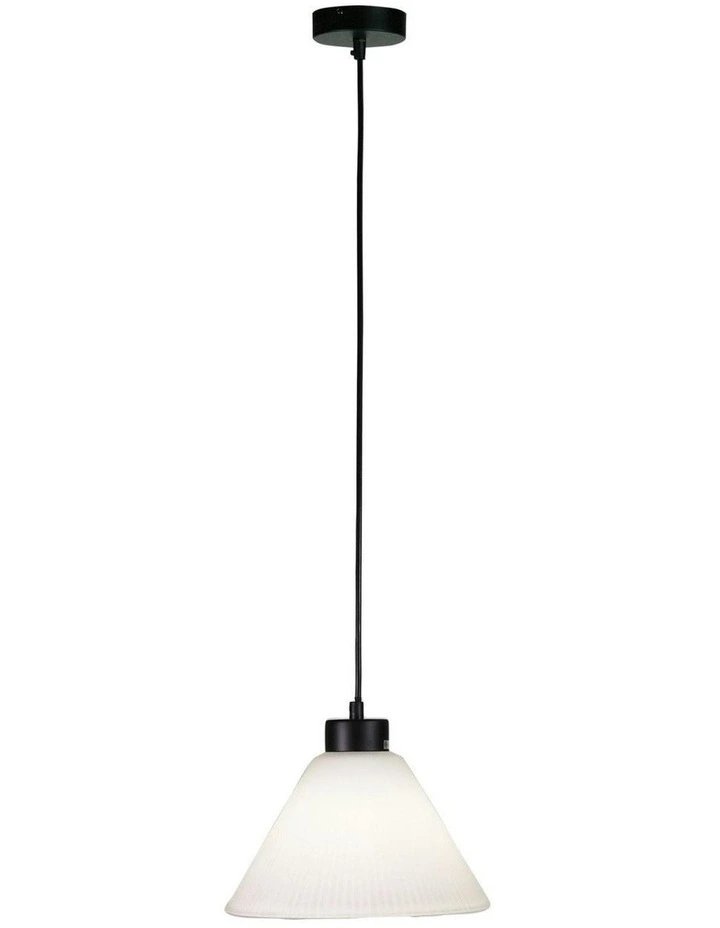Pleated Glass Single Pendant Light Frost 25cm in White image 1