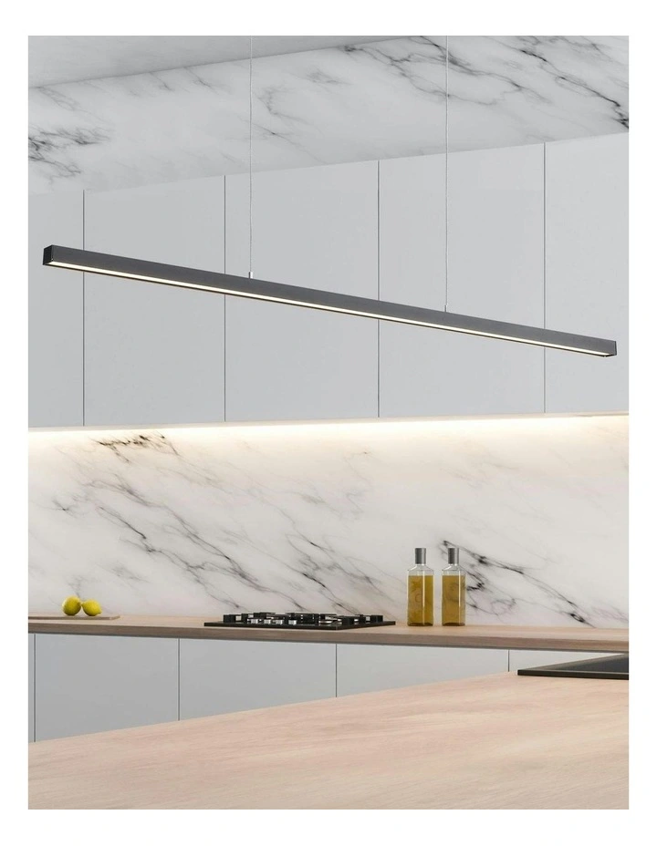 Shard Slimline TriColour LED Linear Pendant Light 120cm in Black image 2