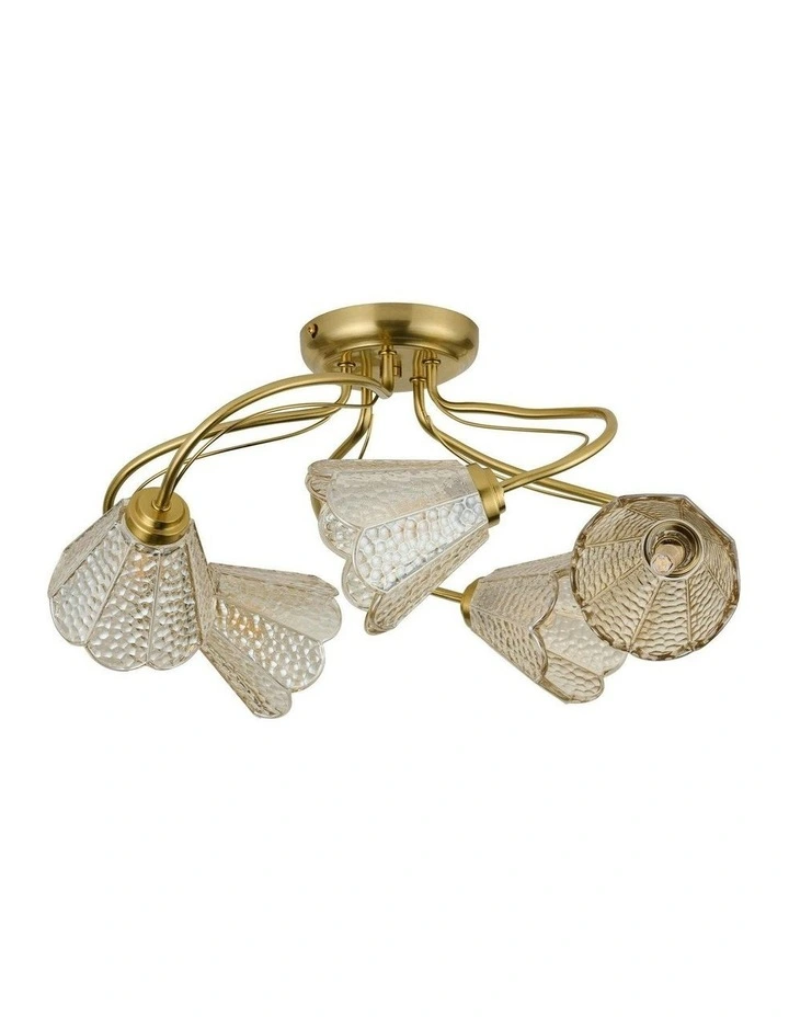 Coraline Flush Ceiling Light 5x in Champagne image 1