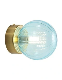 Juni G9 Ribbed Optic Glass Wall Light IP44 in Blue