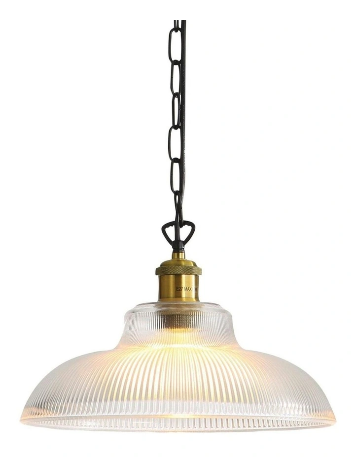 Otter Traditional Ribbed Glass Pendant Light in Clear image 2