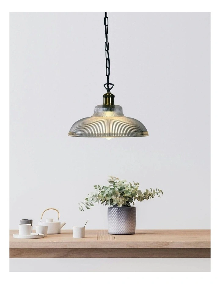 Otter Traditional Ribbed Glass Pendant Light in Clear image 4
