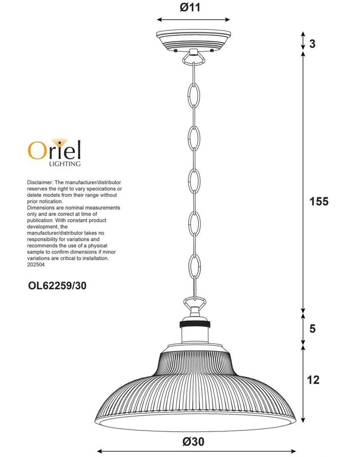 Otter Traditional Ribbed Glass Pendant Light in Clear image 6