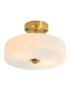 Satin Brass Worth Fluted Glass CTC Pendant Light in Brown