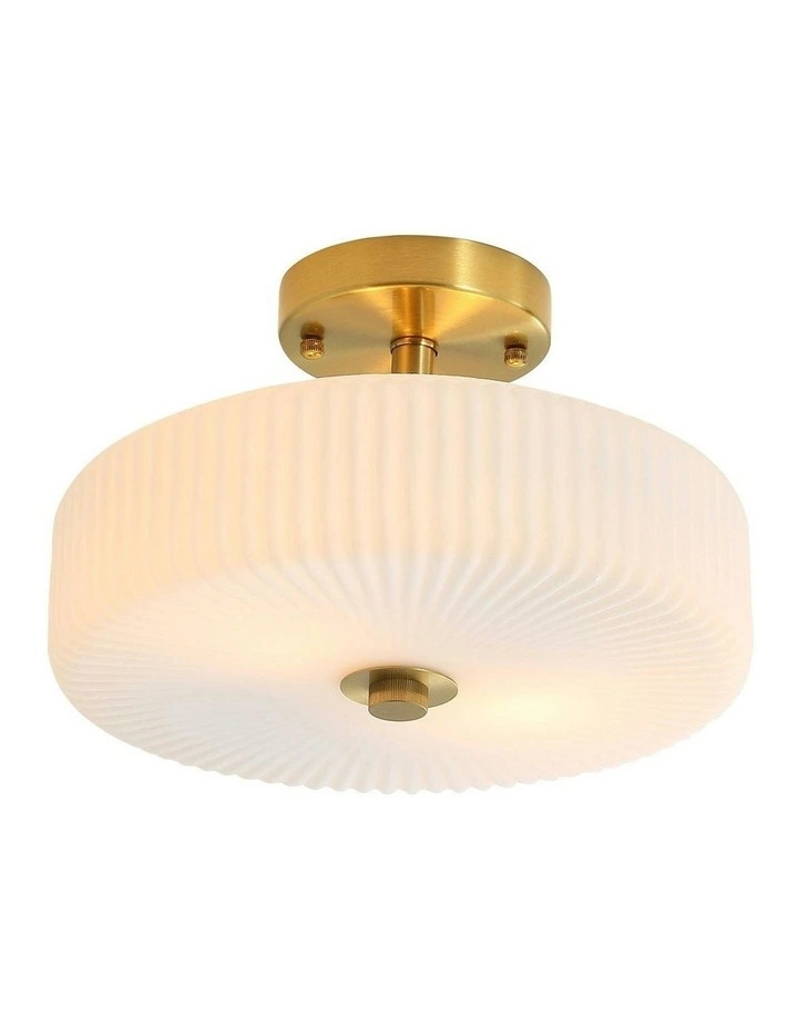 Satin Brass Worth Fluted Glass CTC Pendant Light in Brown image 1