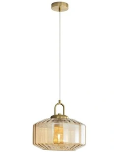 Clarise Geometric Glass Pendant Light in Amber