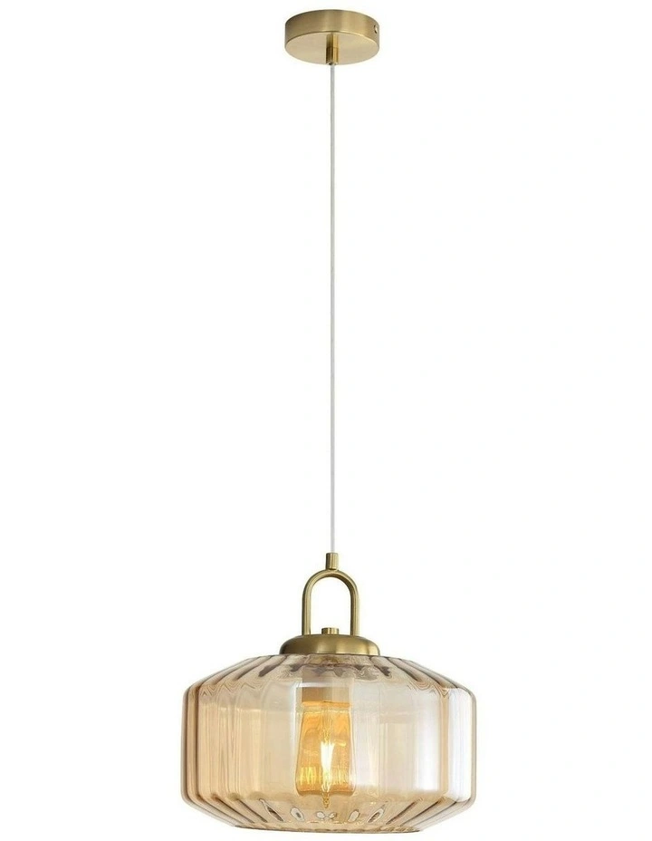 Clarise Geometric Glass Pendant Light in Amber image 1