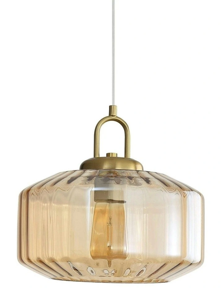 Clarise Geometric Glass Pendant Light in Amber image 2