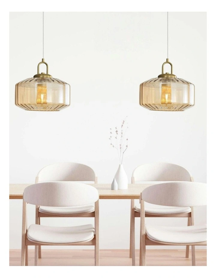 Clarise Geometric Glass Pendant Light in Amber image 3