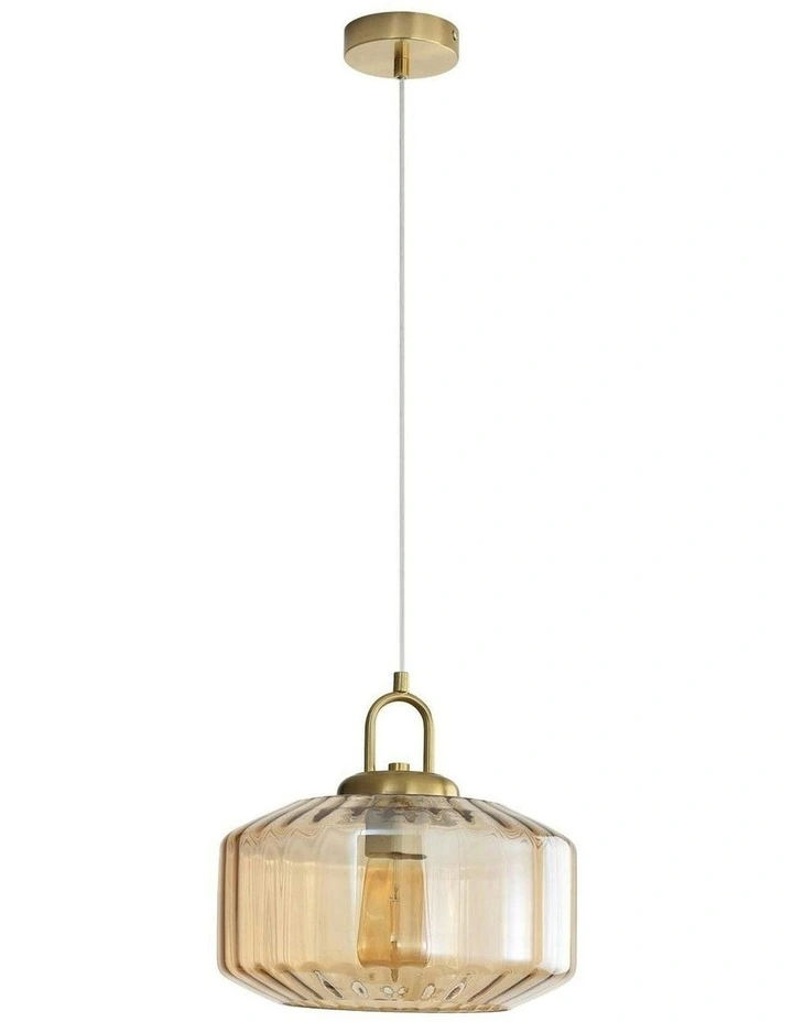 Clarise Geometric Glass Pendant Light in Amber image 4