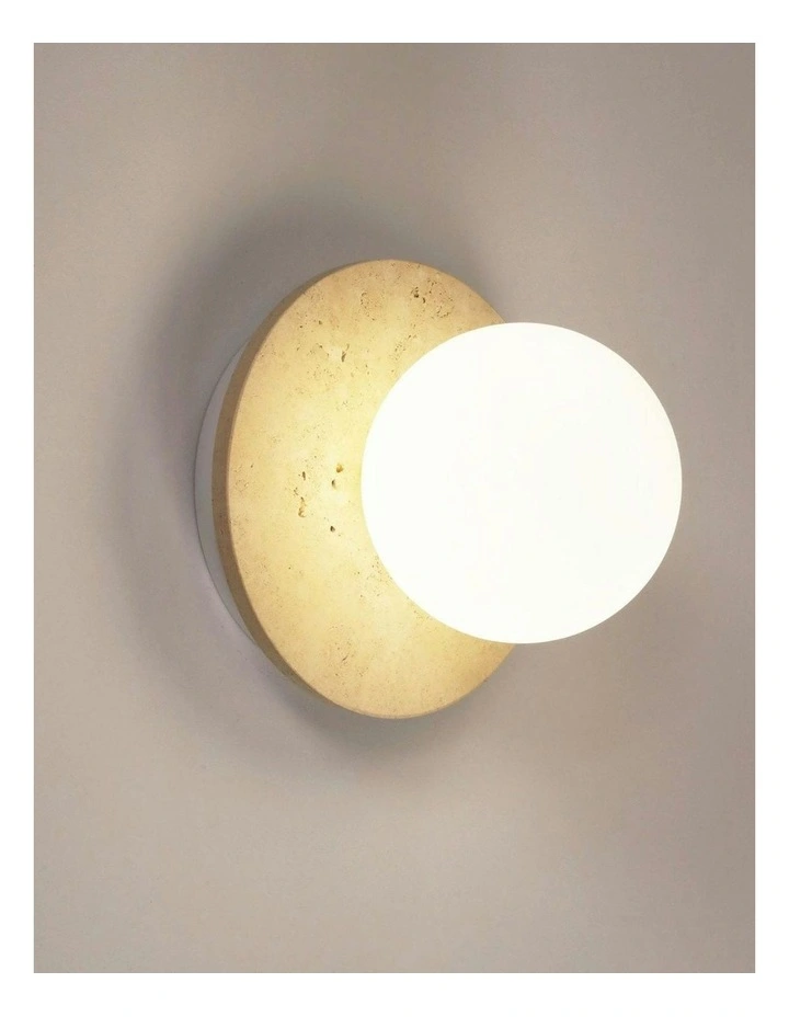 Elf G9 Decorative Opal Glass Travertine Wall Light in Beige image 2