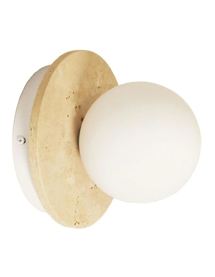 Elf G9 Decorative Opal Glass Travertine Wall Light in Beige image 3