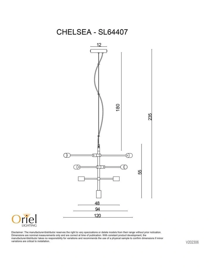 Large Chelsea Modern Pendant Light 6x in Black image 2