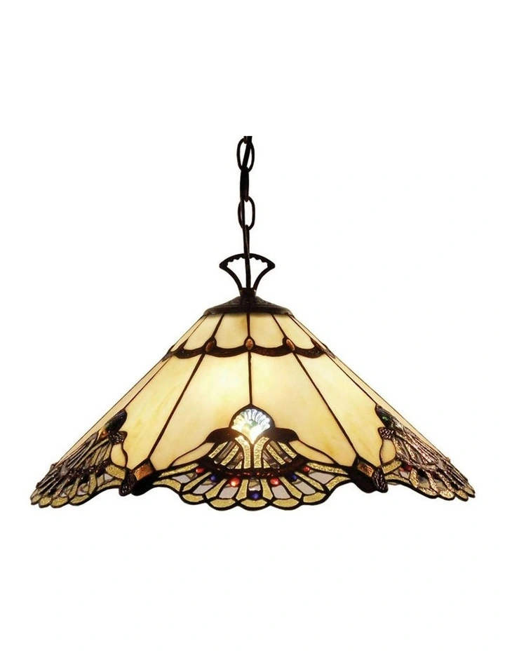 Benita Tiffany Pendant Light in Beige image 5