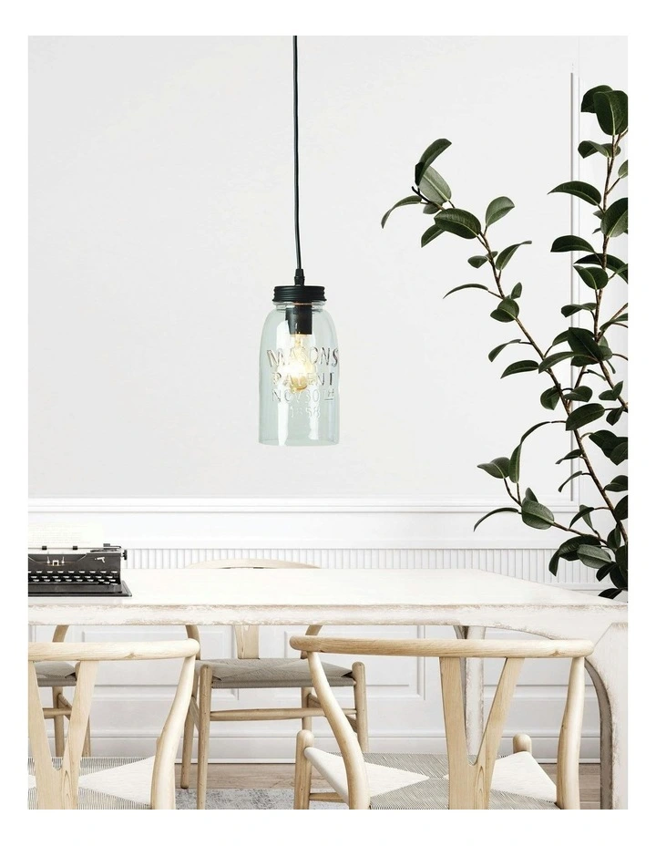 Mason Vintage Jar Pendant in Clear image 3