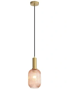 Luxe Ribbed Glass Pendant Light 13cm in Rust