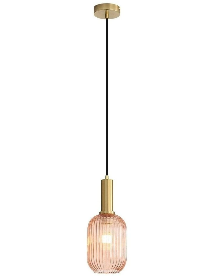 Luxe Ribbed Glass Pendant Light 13cm in Rust image 1