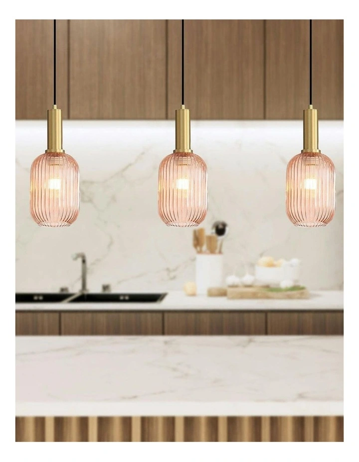 Luxe Ribbed Glass Pendant Light 13cm in Rust image 2
