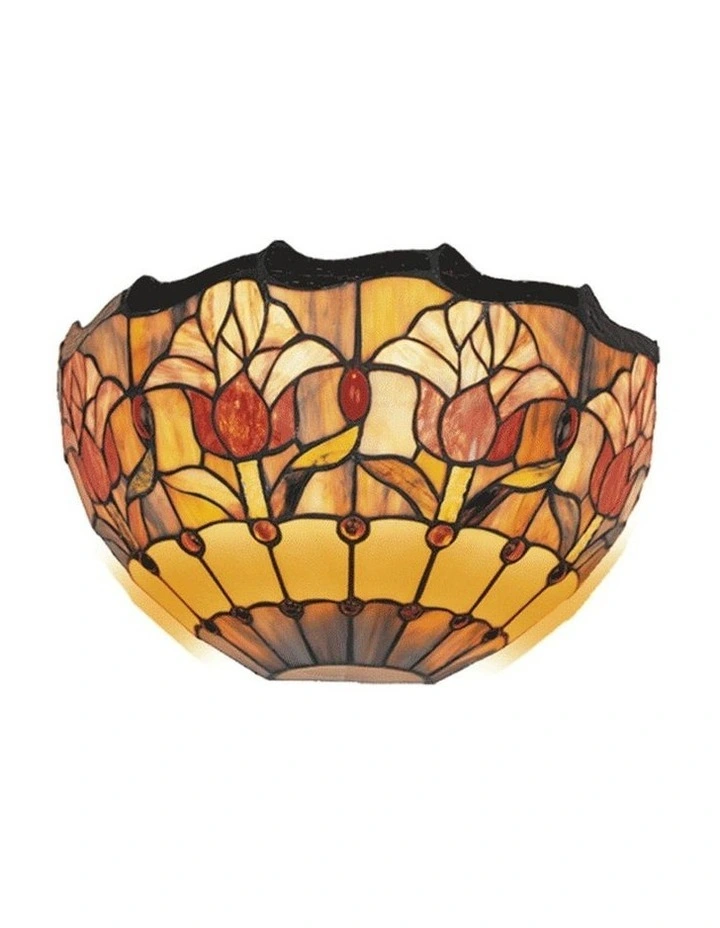 Red Tulip Tiffany Wall Light in Multi image 1