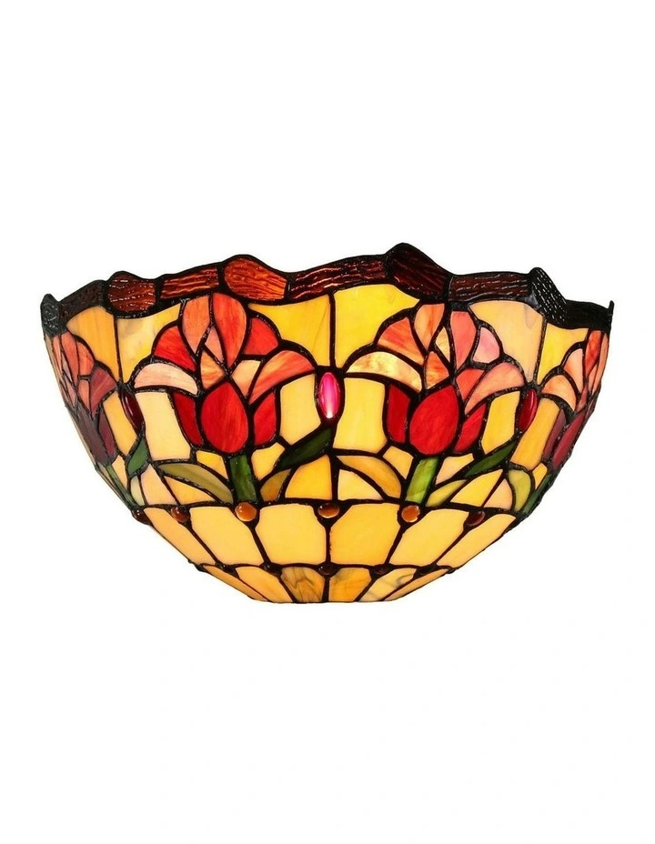 Red Tulip Tiffany Wall Light in Multi image 3