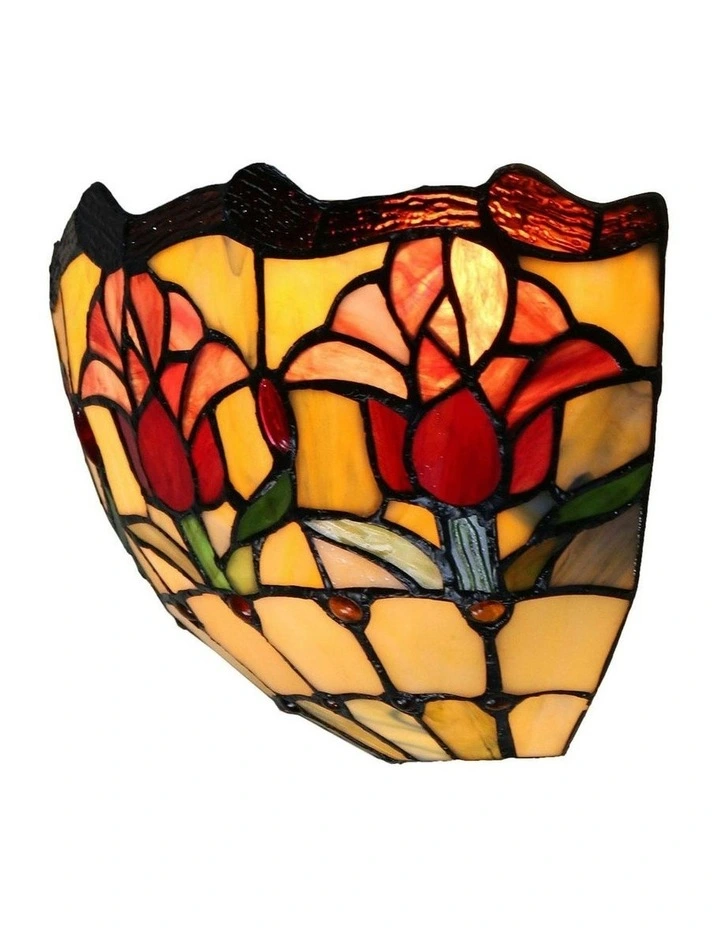Red Tulip Tiffany Wall Light in Multi image 5