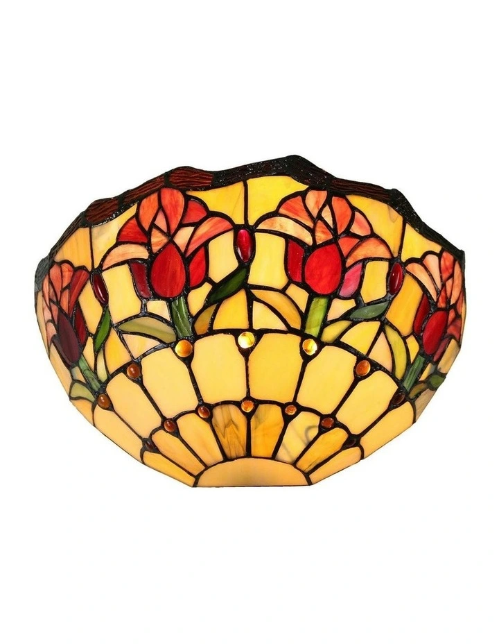 Red Tulip Tiffany Wall Light in Multi image 6