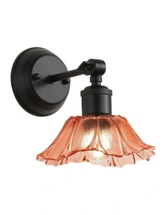 Fleur Vintage Cut Glass Wall Light in Pink/Black