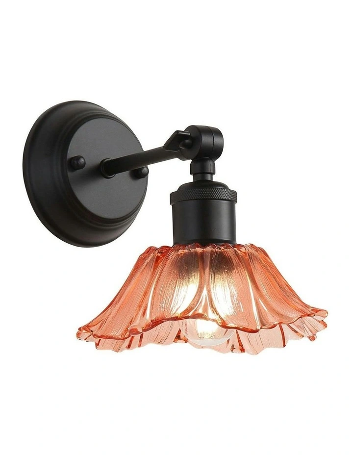 Fleur Vintage Cut Glass Wall Light in Pink/Black image 1