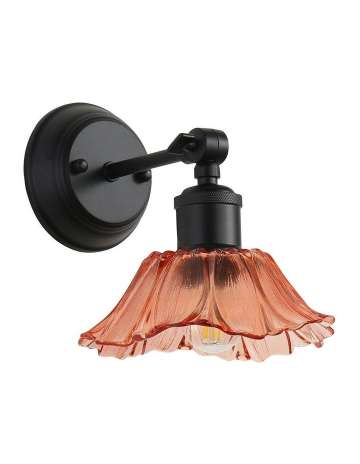 Fleur Vintage Cut Glass Wall Light in Pink/Black image 2