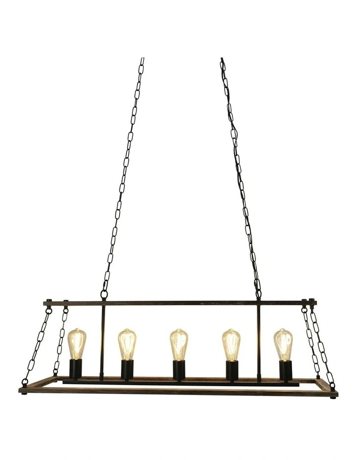 Island 5 Lits Pendant Light in Black image 2