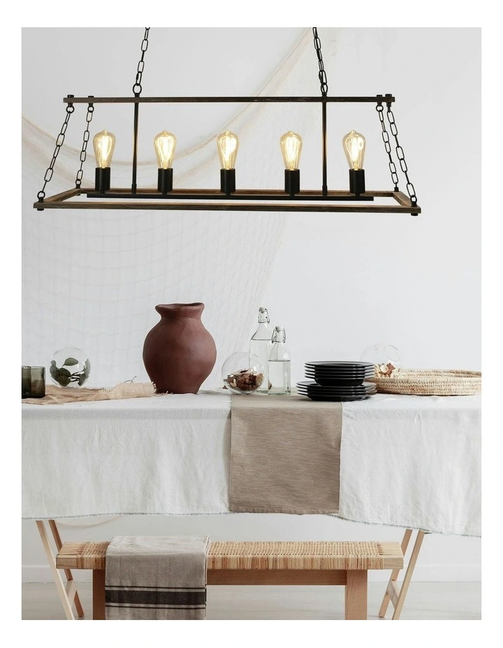 Island 5 Lits Pendant Light in Black image 3
