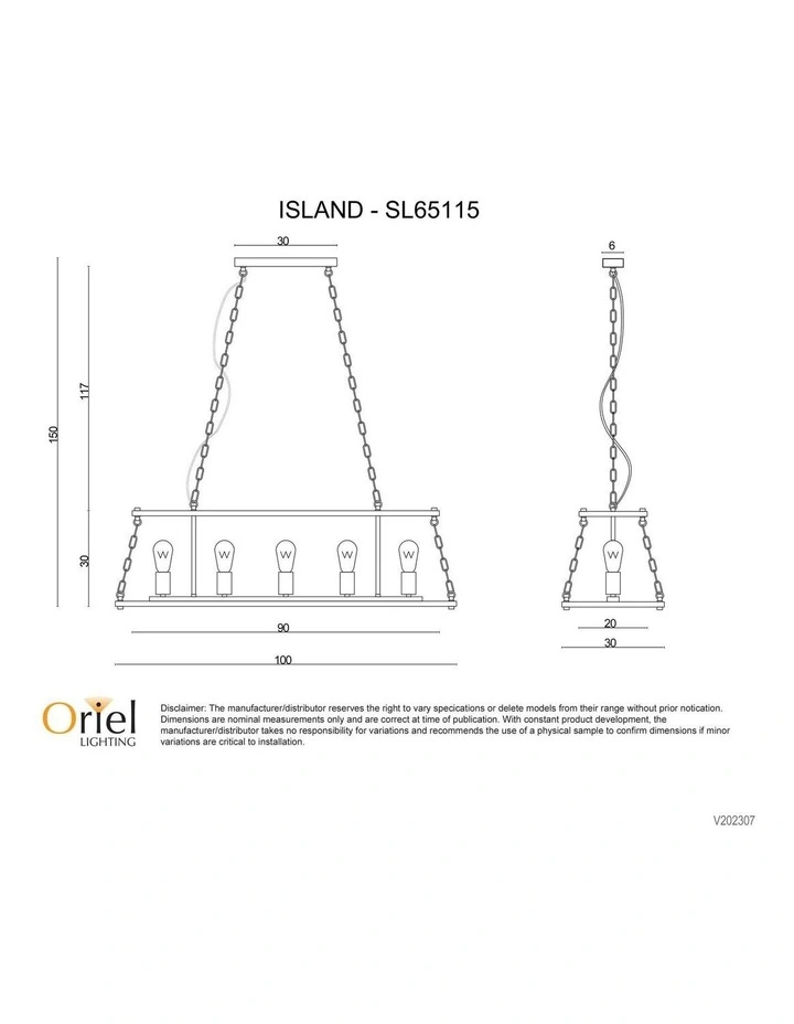 Island 5 Lits Pendant Light in Black image 4