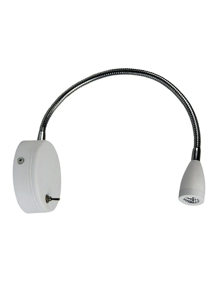 Flexi 3w Led Switched Flexible Wall Light in White image 1