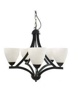 Roxby Traditional Metal Pendant Light 5x in Black